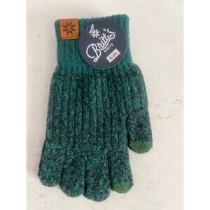 Britt's Knits Kid's Bonfire Gloves in a heathered green color.